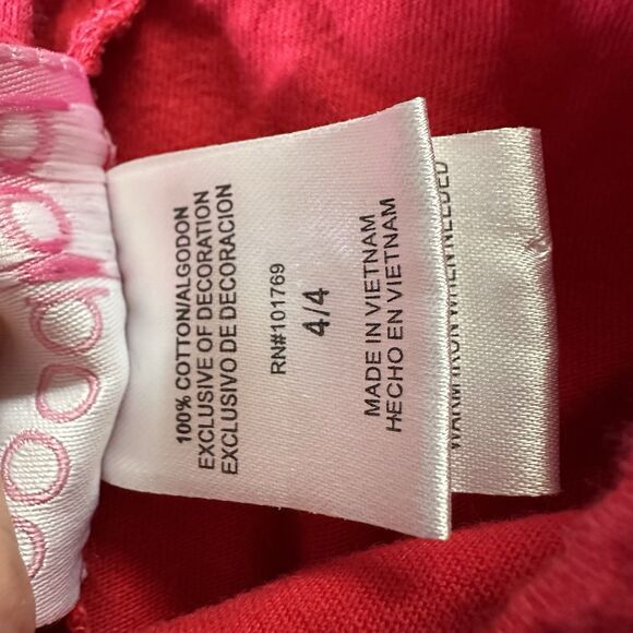 Good Lad Girls Size 4 100% Cotton Ribbon Christmas Tree Tunic Bows Ruffles Red - Picture 7 of 8